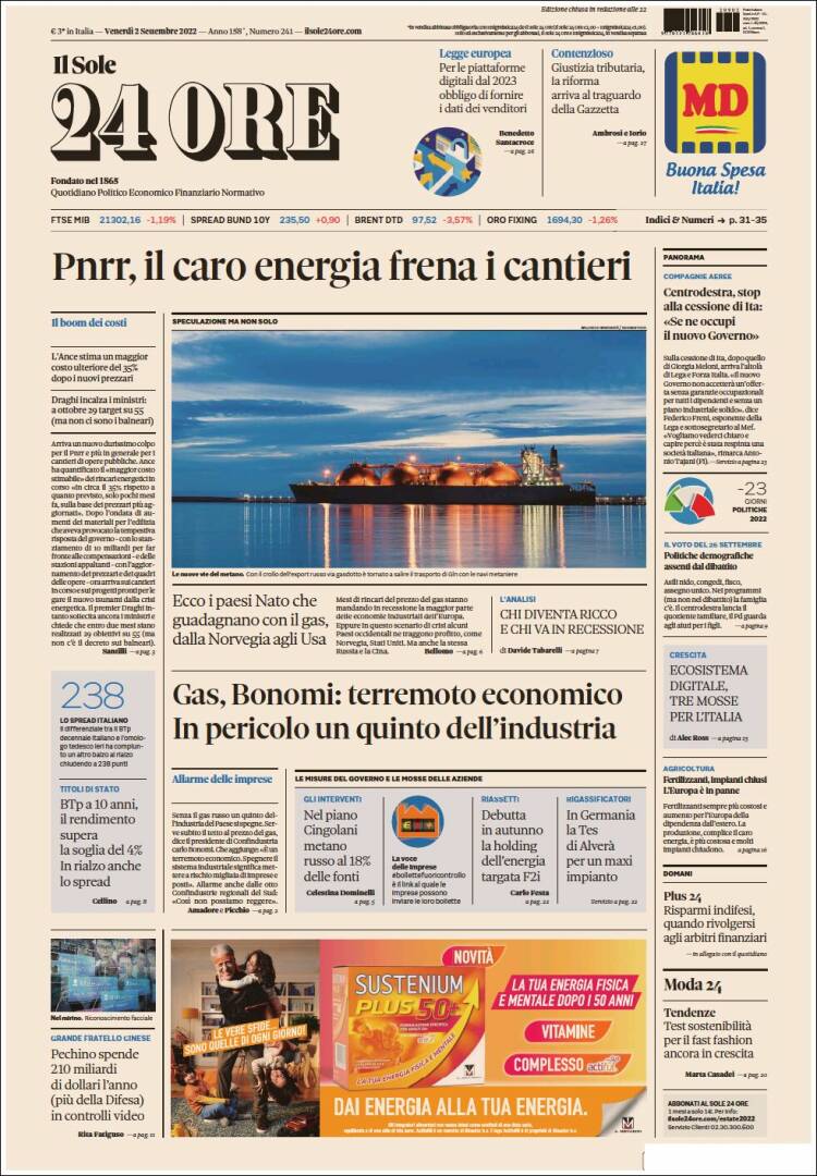 Portada de Il Sole 24 ORE (Italia)