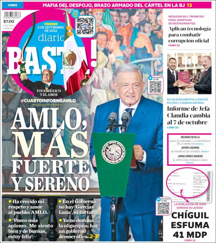 Portada de Diario Basta (México)