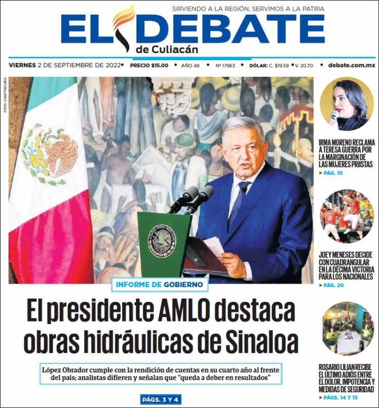 Portada de El Debate de Culiacán (México)