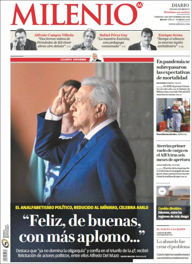 Portada de Milenio - Estado de México (México)