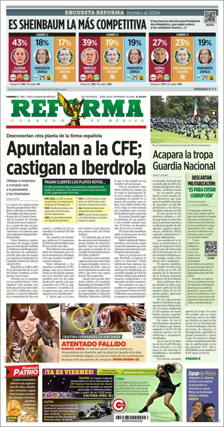 Portada de Reforma (México)