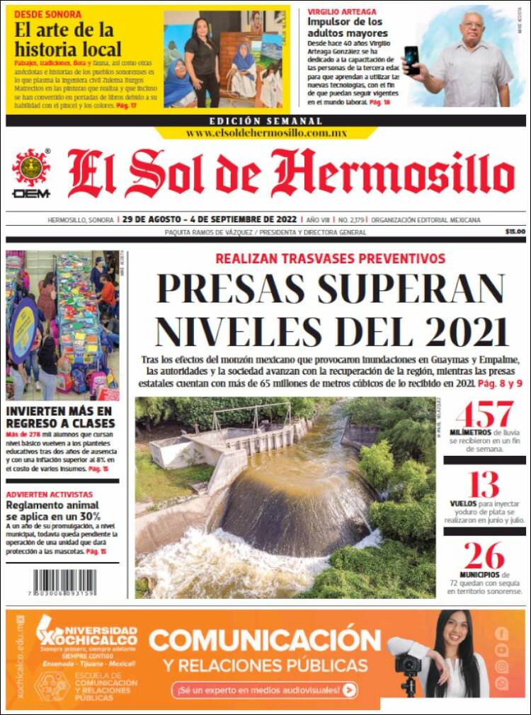 Portada de El Sol de Hermosillo (México)