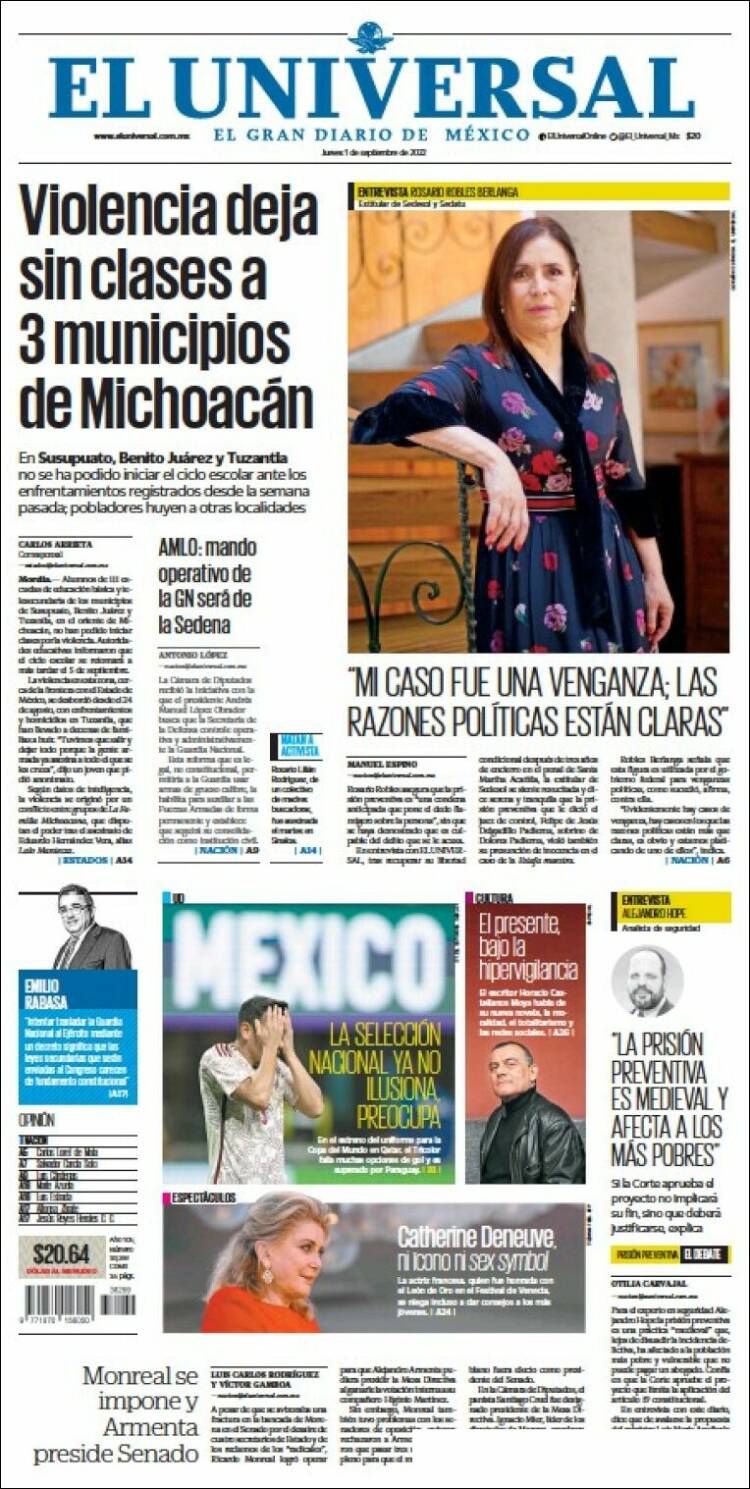 Portada de El Universal (México)