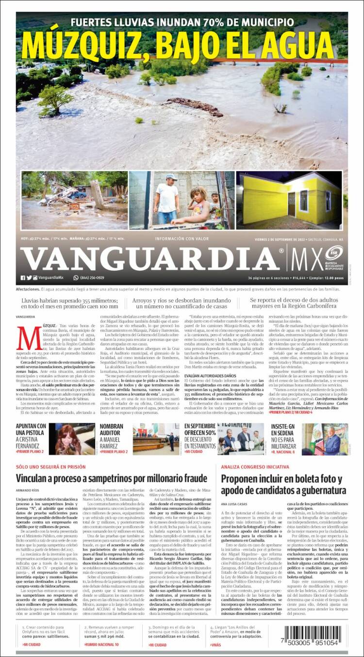 Portada de Vanguardia (México)