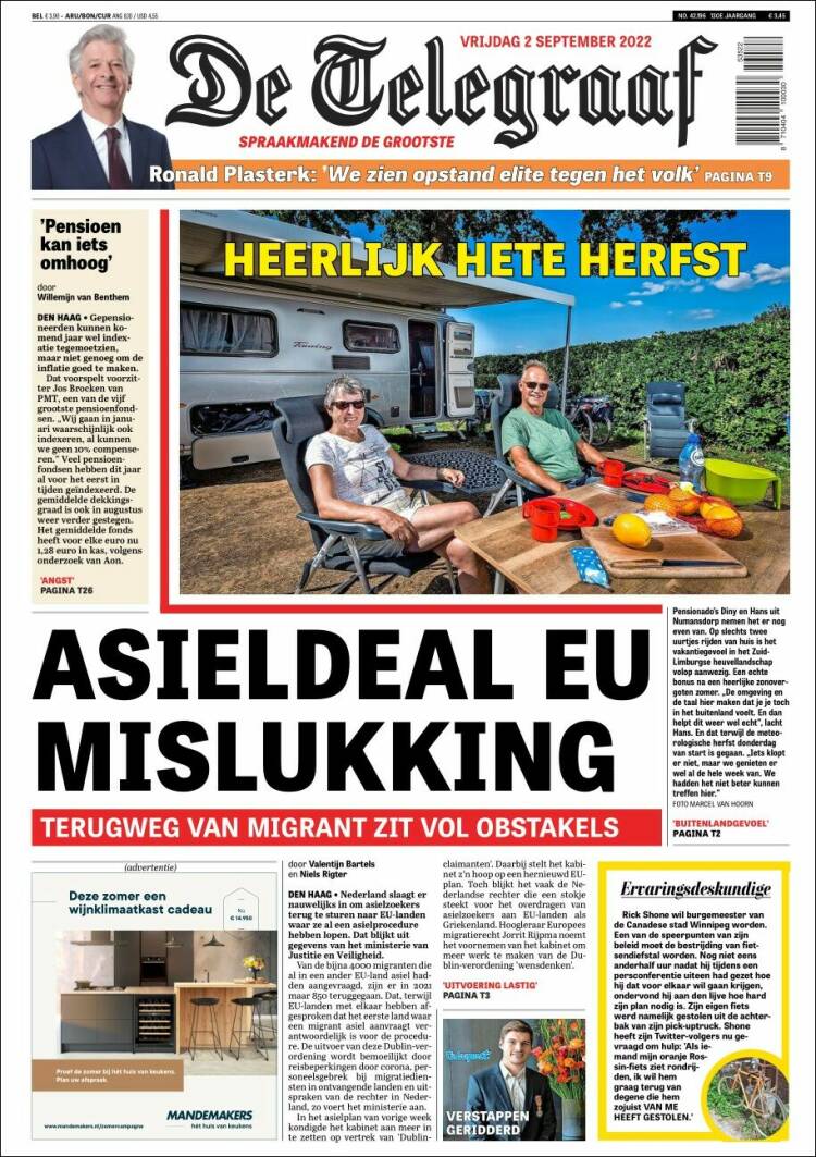 Portada de De Telegraaf (Pa&iacute;ses Bajos)