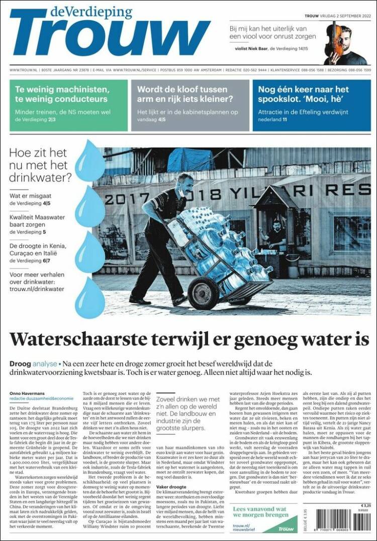 Portada de Trouw (Pa&iacute;ses Bajos)