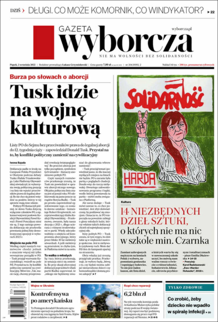 Portada de Gazeta Wyborcza (Polonia)