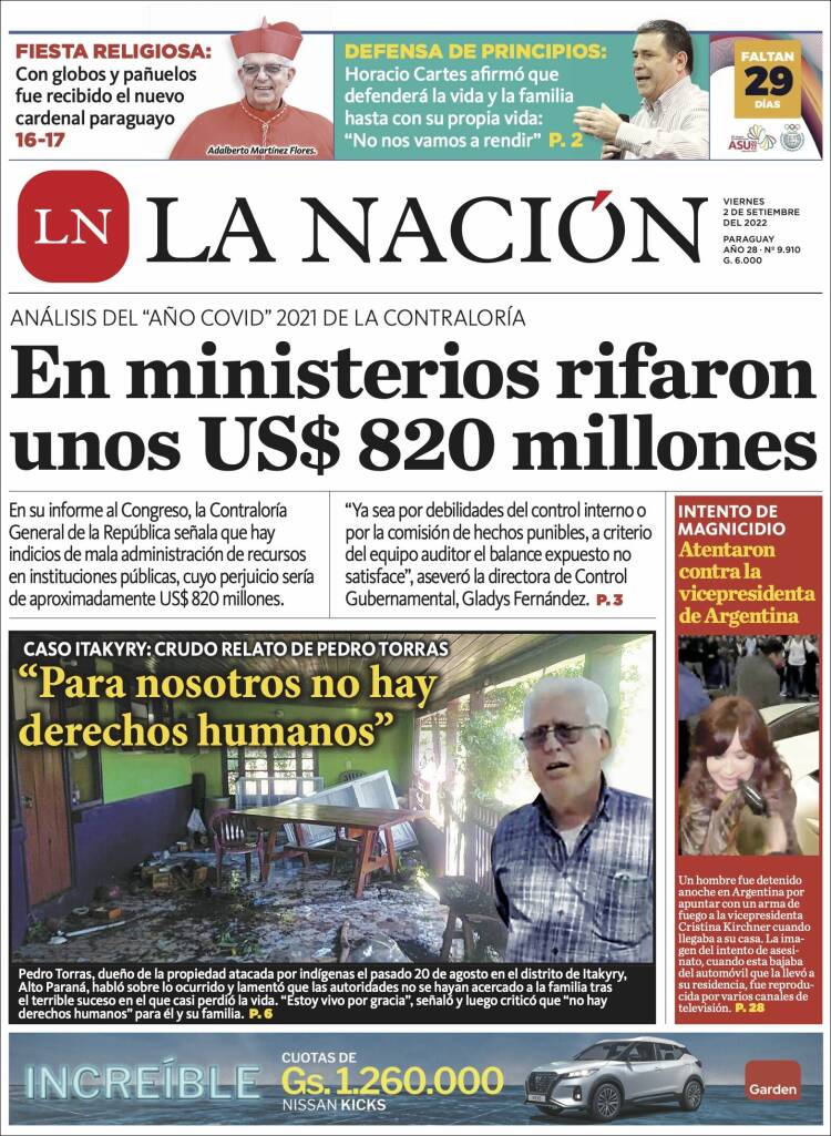Portada de La Nación (Paraguay)