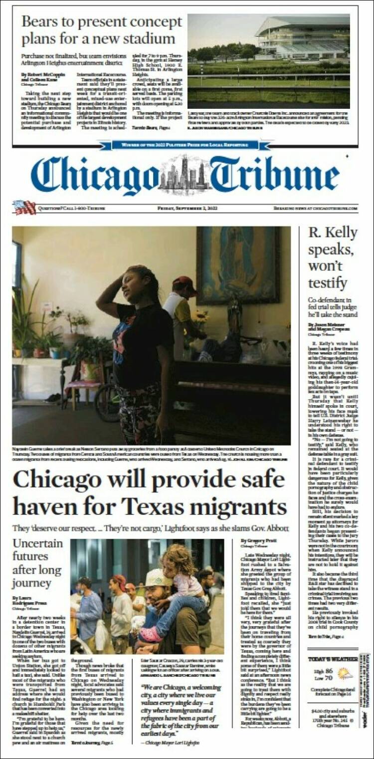 Portada de Chicago Tribune (USA)