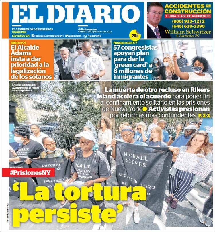 Portada de El Diario NY (USA)