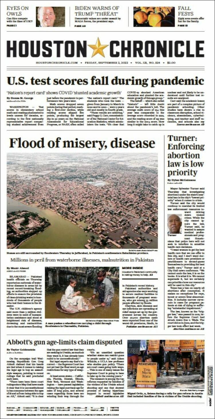 Portada de Houston Chronicle (USA)