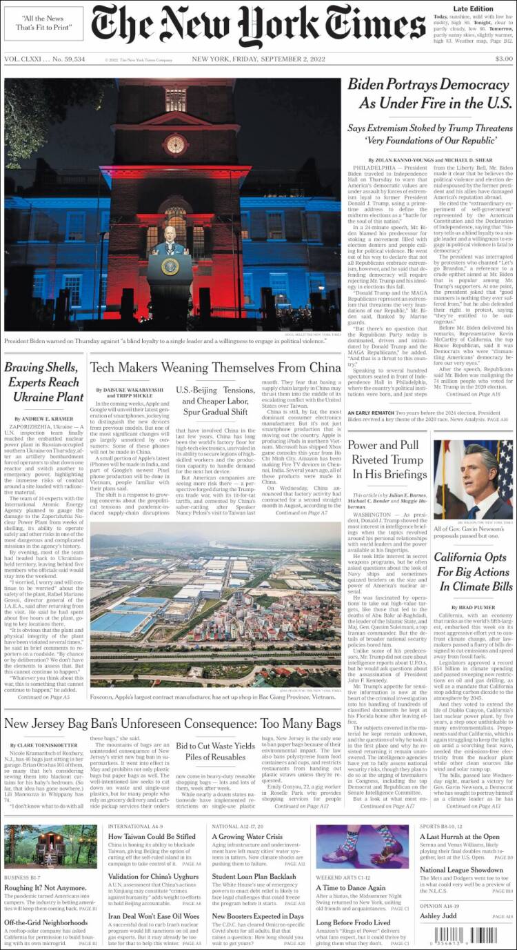 Portada de New York Times (USA)