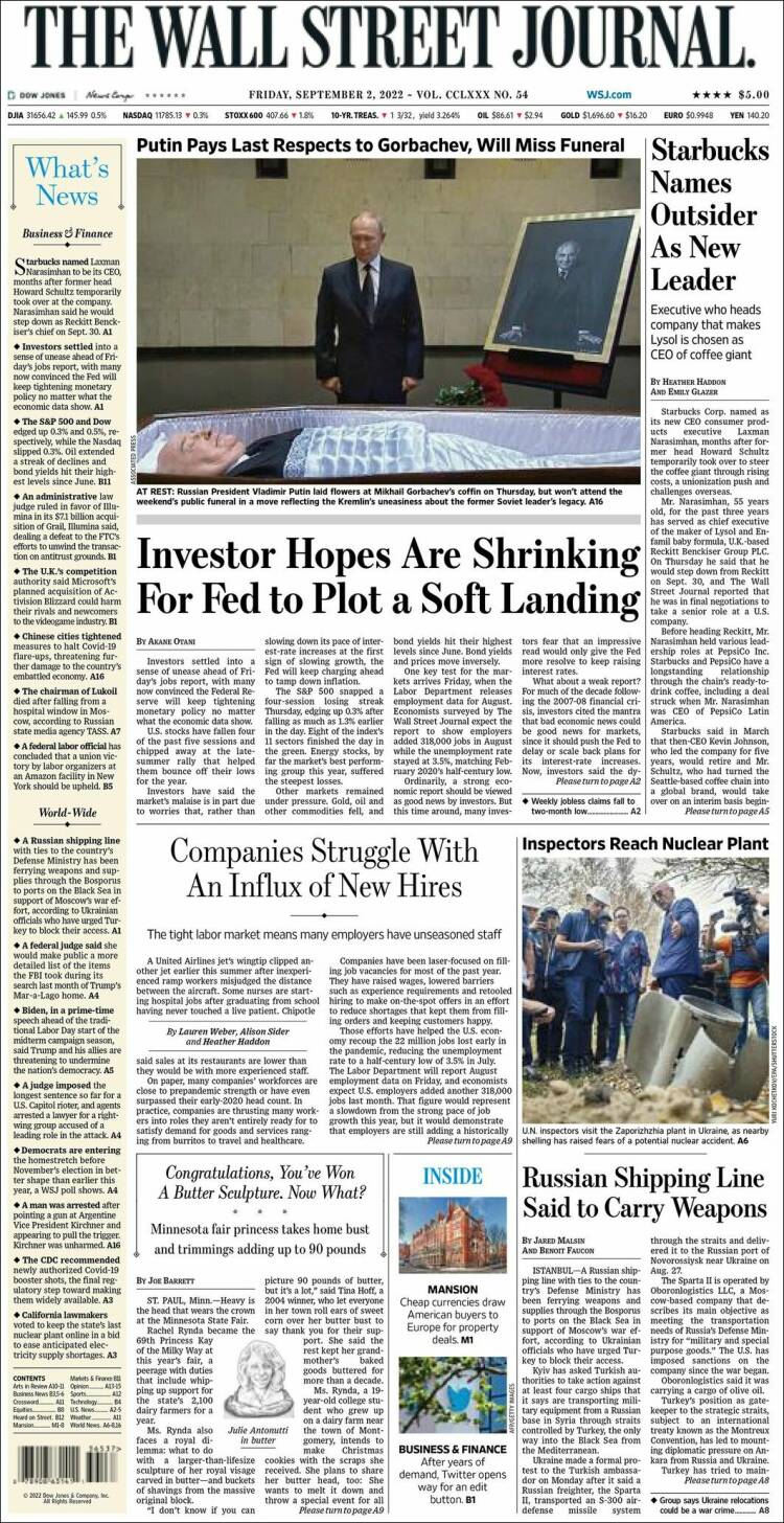 Portada de Wall Street Journal (USA)