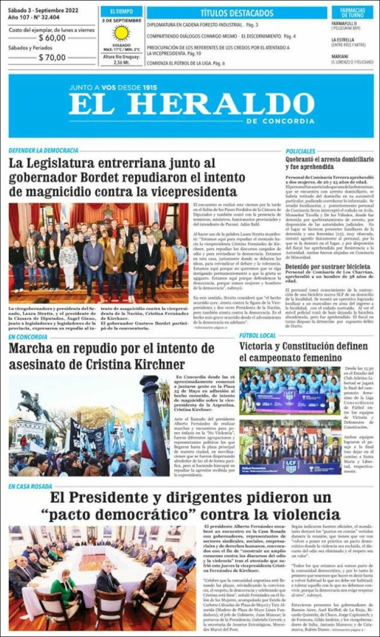 Portada de El Heraldo de Concordia (Argentina)