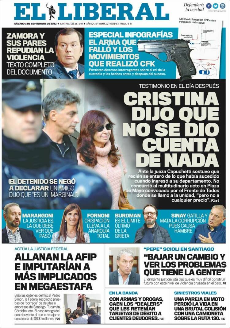 Portada de Diario El Liberal (Argentina)