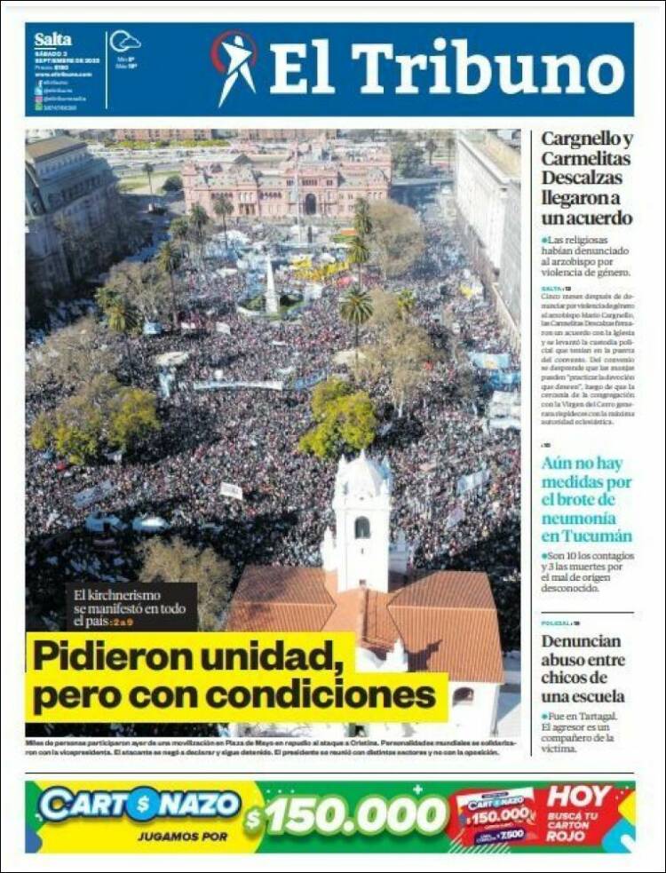 Portada de El Tribuno - Salta (Argentina)