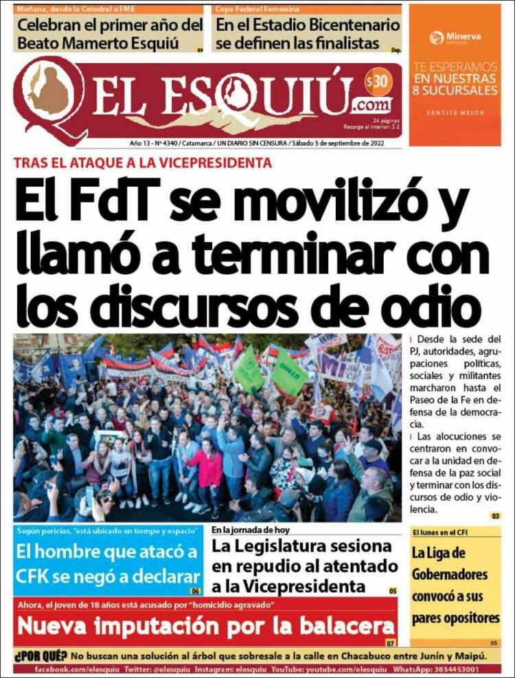 Portada de El Esquiu (Argentina)