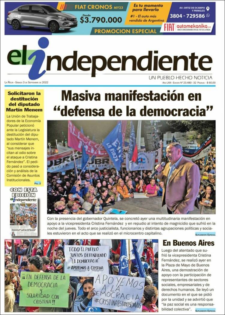 Portada de El Independiente (Argentina)