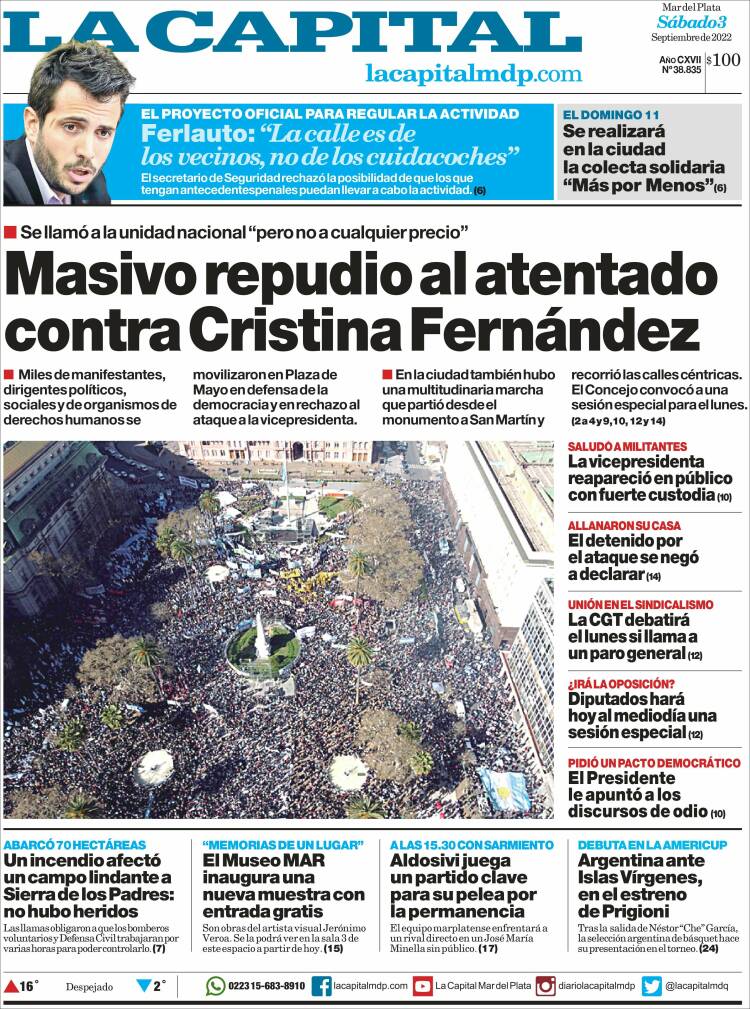 Portada de Diario La Capital - Mar del Plata (Argentina)