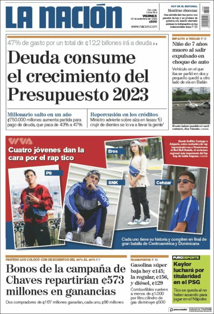 Portada de La Nación - Costa Rica (Costa Rica)