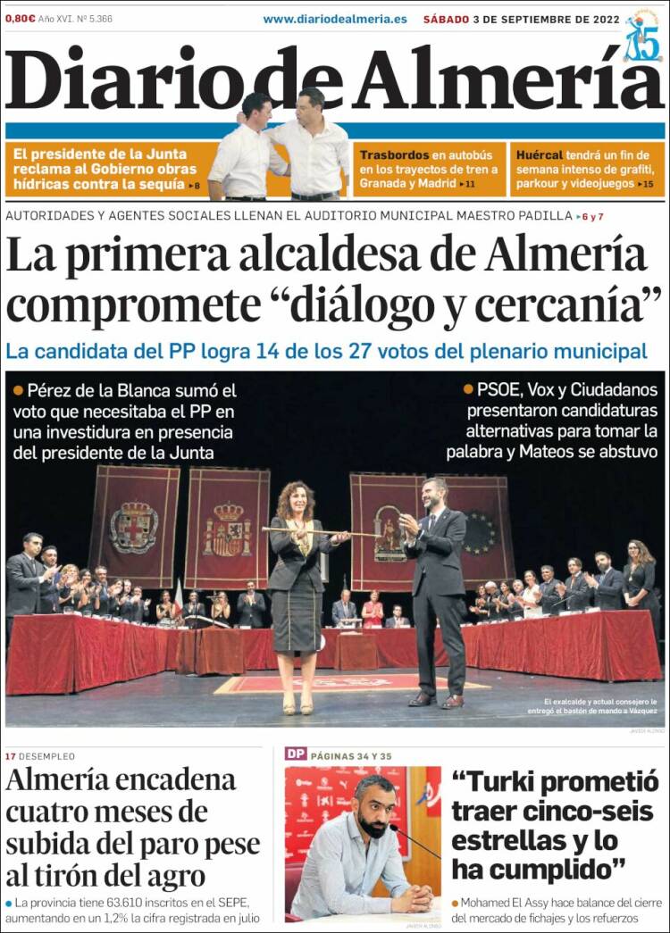 Portada de Diario de Almería (España)