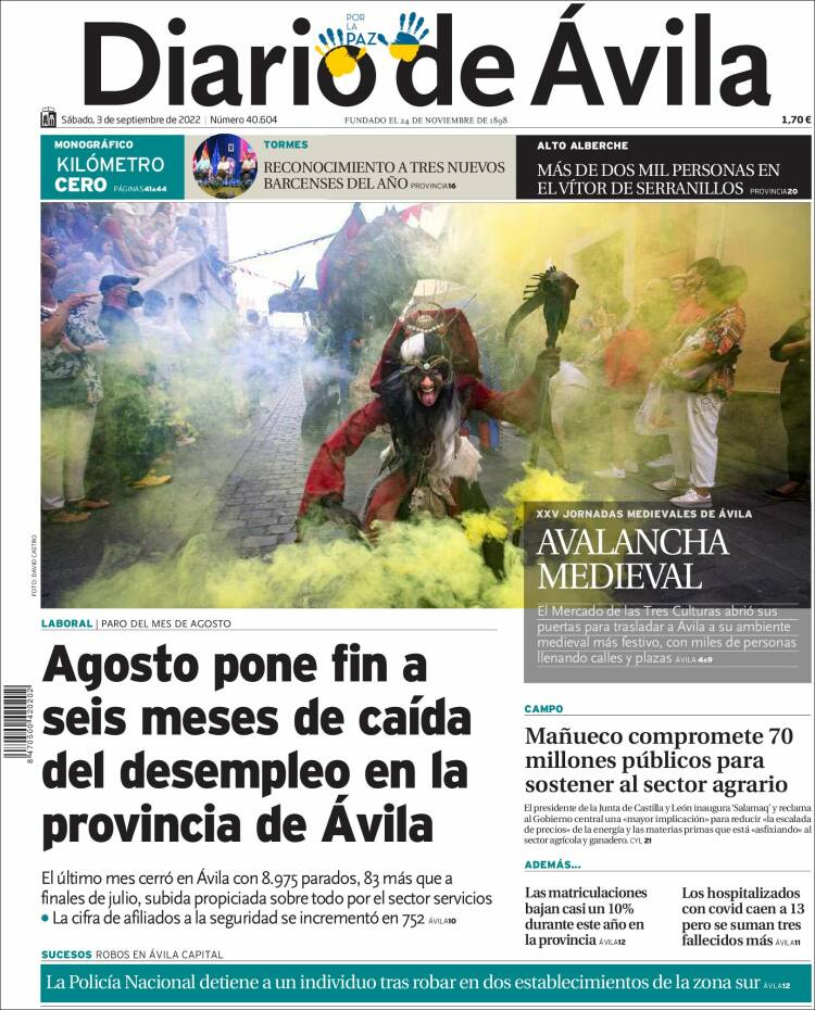 Portada de Diario de Ávila (España)