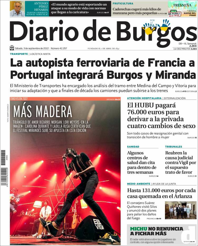 Portada de Diario de Burgos (España)