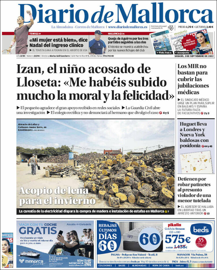 Portada de Diario de Mallorca (España)