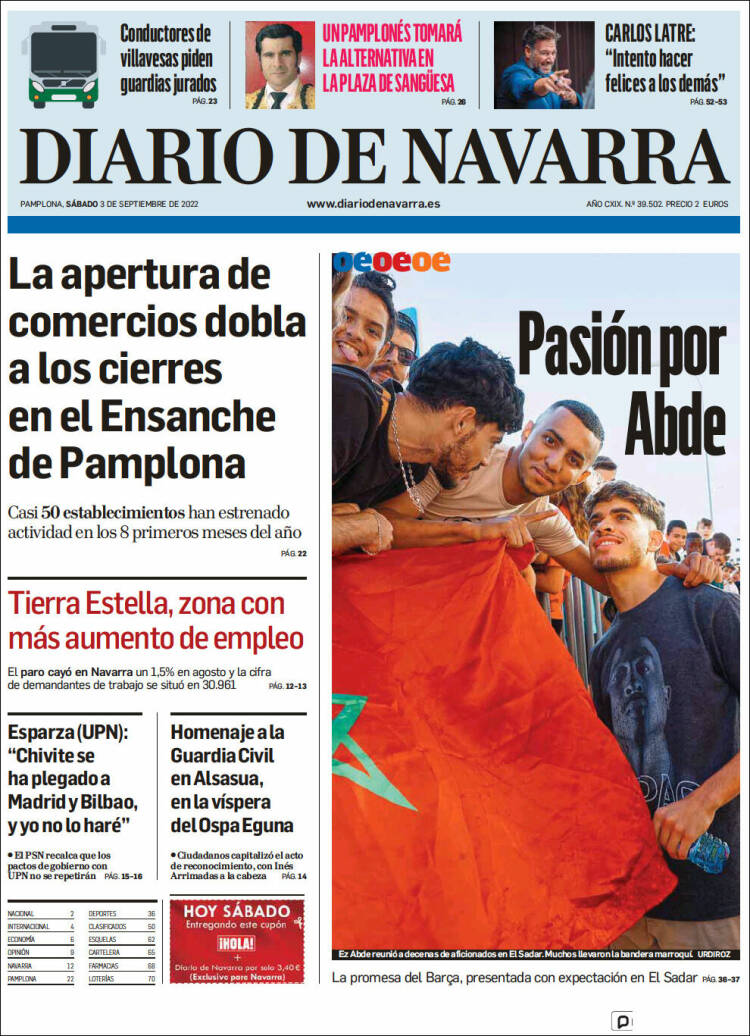 Portada de Diario de Navarra (España)