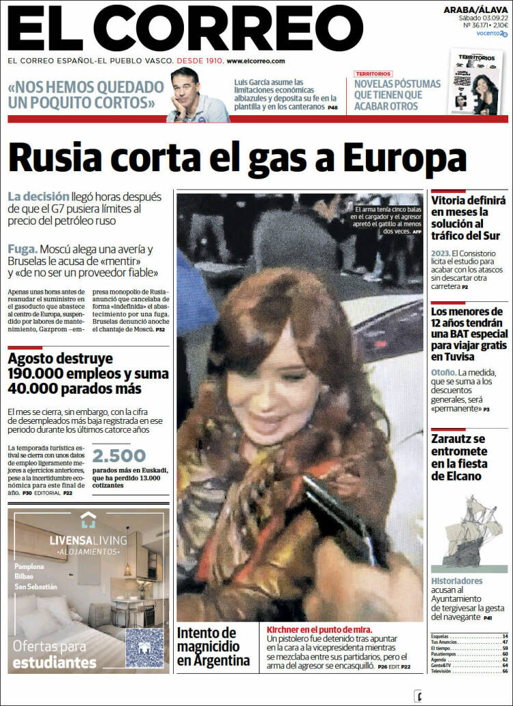 Portada de El Correo - Álava (España)