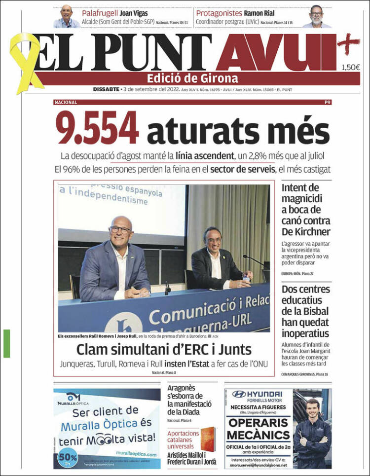 Portada de El Punt Avui - Girona (España)