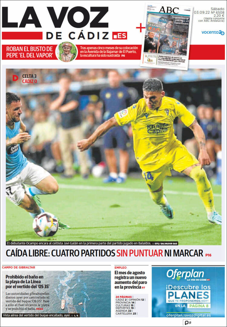 Portada de La Voz de Cádiz (España)