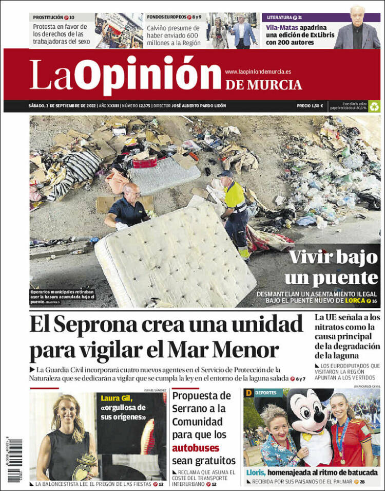 Portada de La Opinión de Murcia (España)