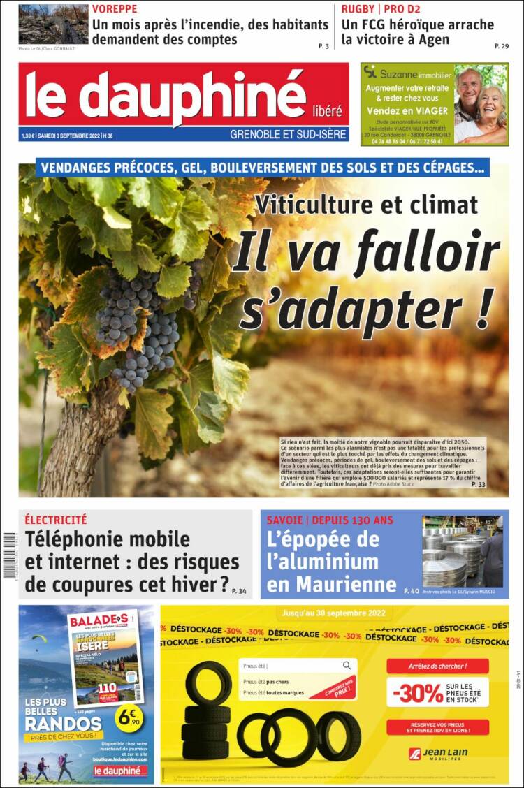 Portada de Le Dauphiné Libéré (France)