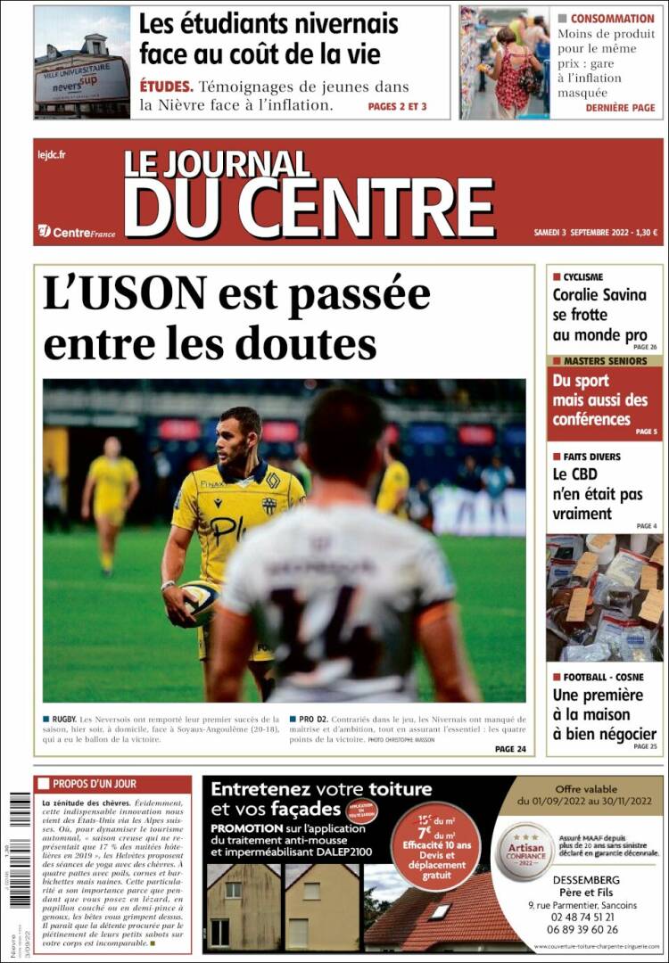 Portada de Le Journal du Centre (France)