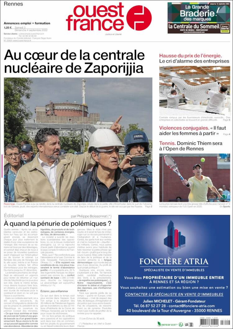 Portada de Ouest France (France)