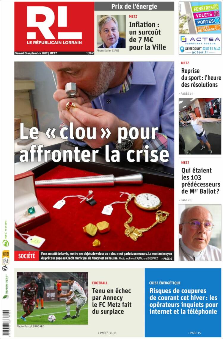 Portada de Le Republicain Lorrain (Francia)