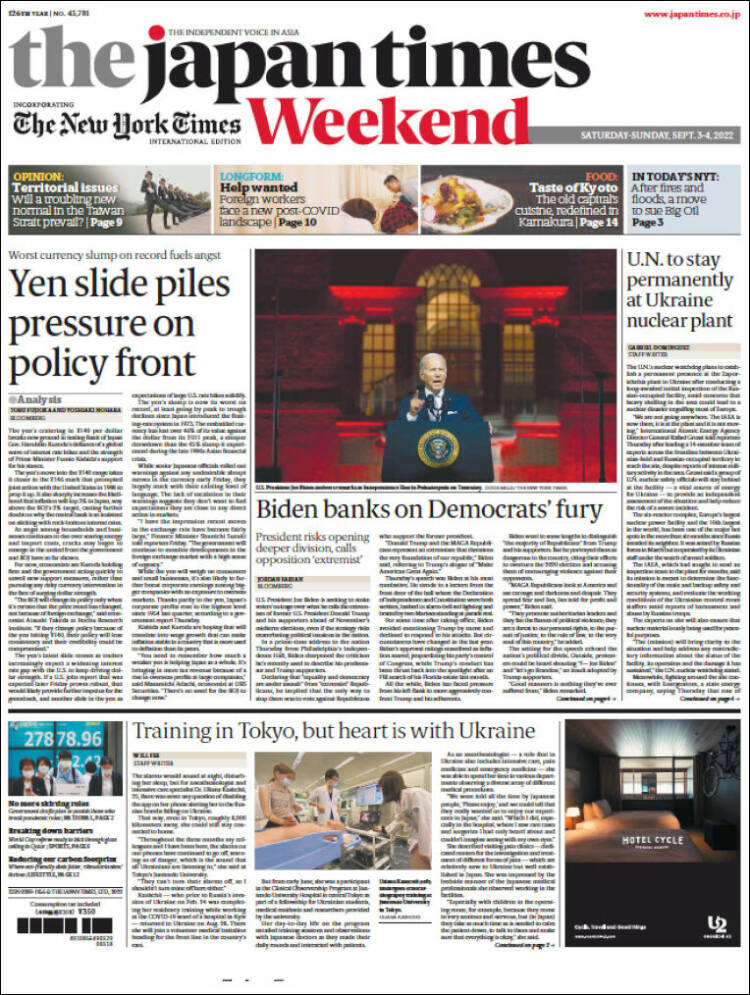 Portada de The Japan Times (Jap&oacute;n)