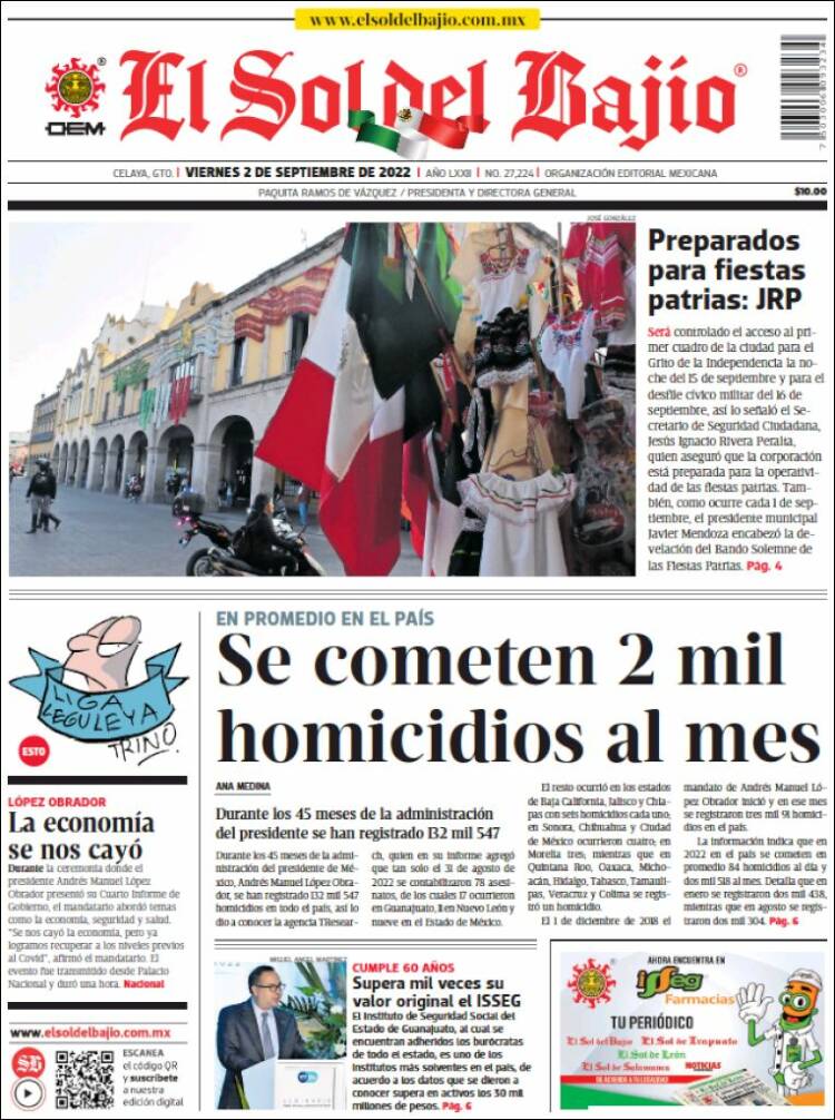 Periódico El Sol del Bajio (México). Periódicos de México. Edición de