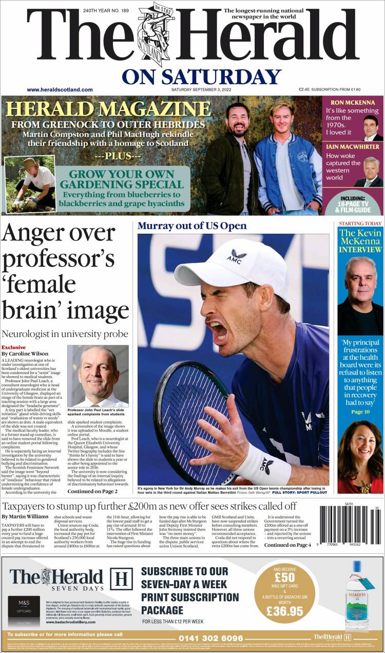 Portada de The Herald (Royaume-Uni)