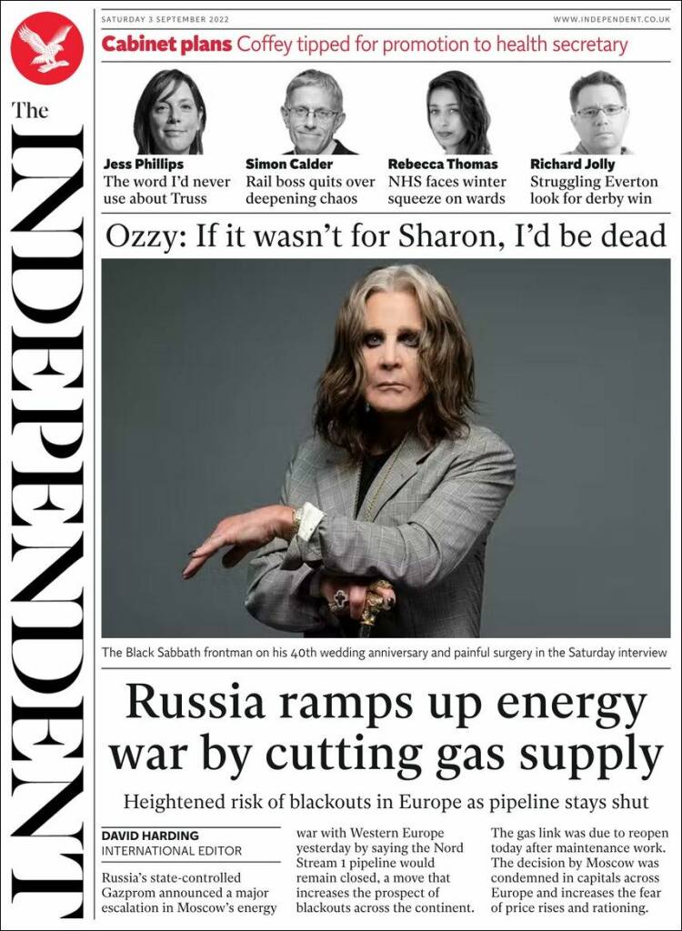Portada de The Independent (Royaume-Uni)