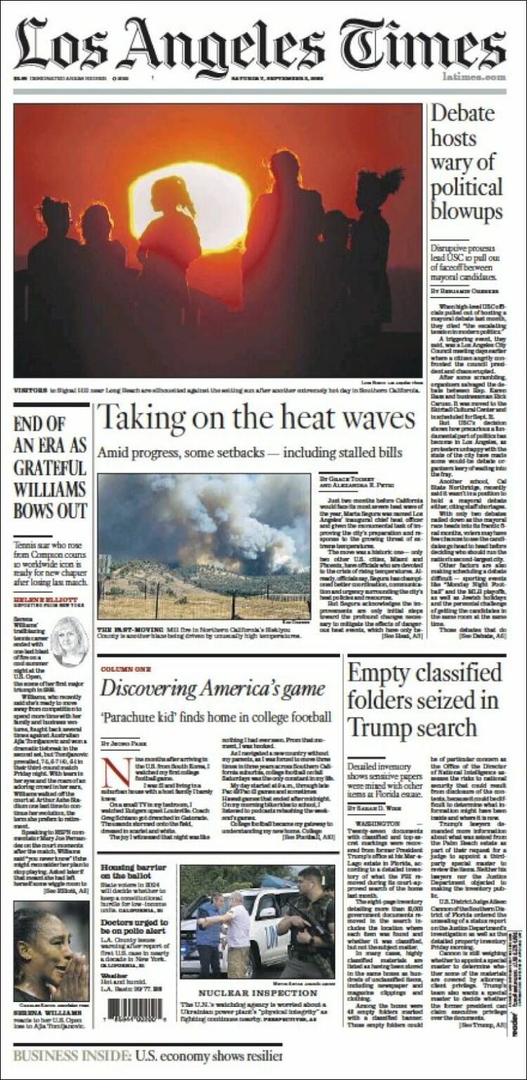 Portada de Los Angeles Times (USA)