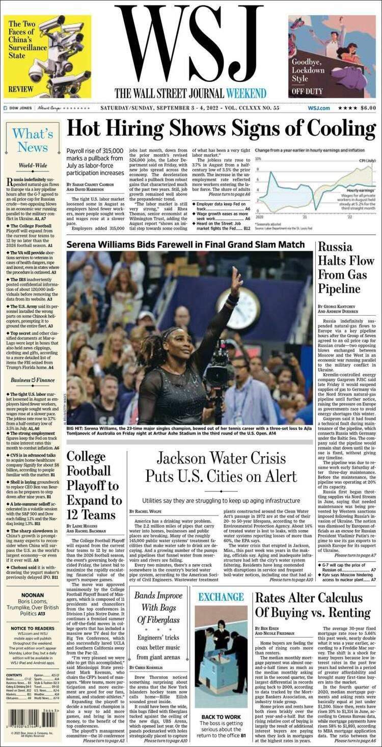 Portada de Wall Street Journal (USA)