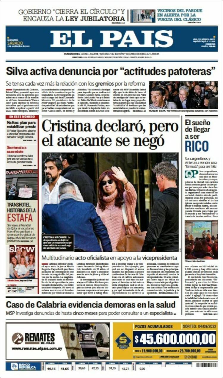 Portada de El País (Uruguay)