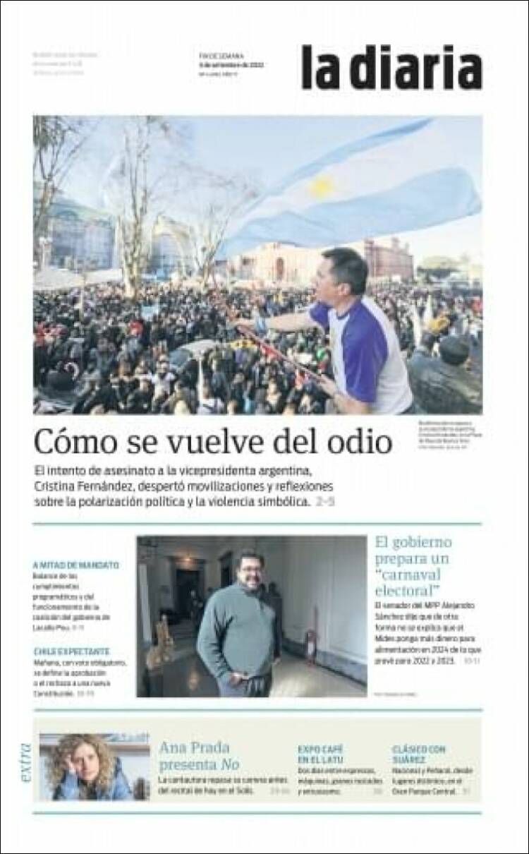 Portada de La Diaria (Uruguay)