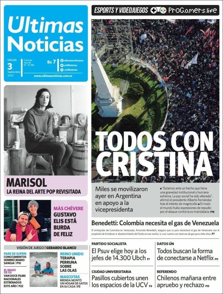 Portada de Últimas Noticias (Venezuela)