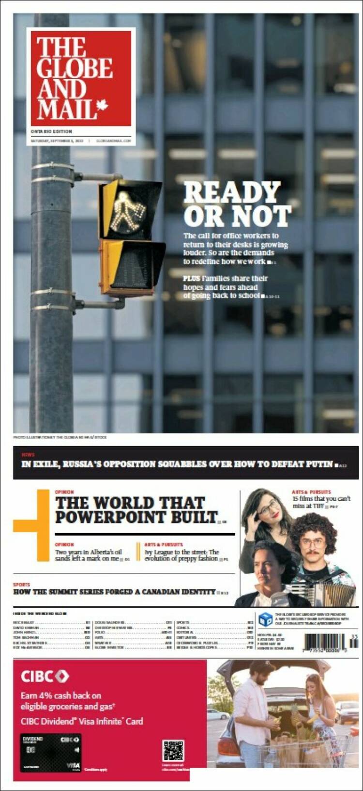 Portada de The Globe and Mail (Canada)