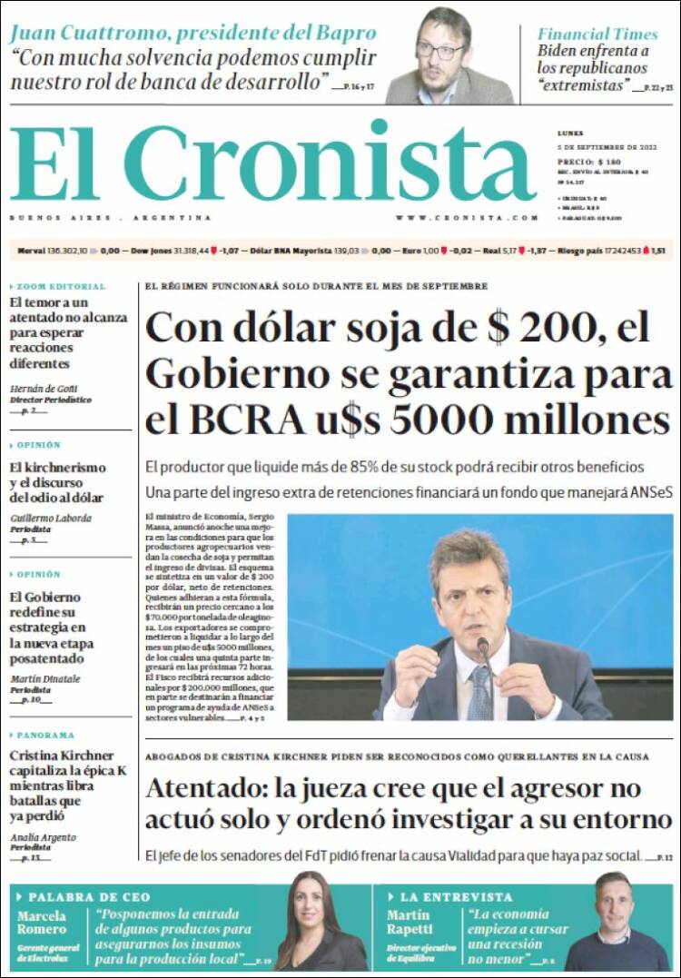 Portada de El Cronista Comercial (Argentina)