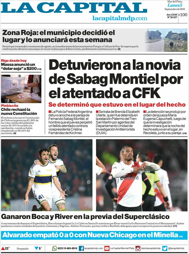 Portada de Diario La Capital - Mar del Plata (Argentina)