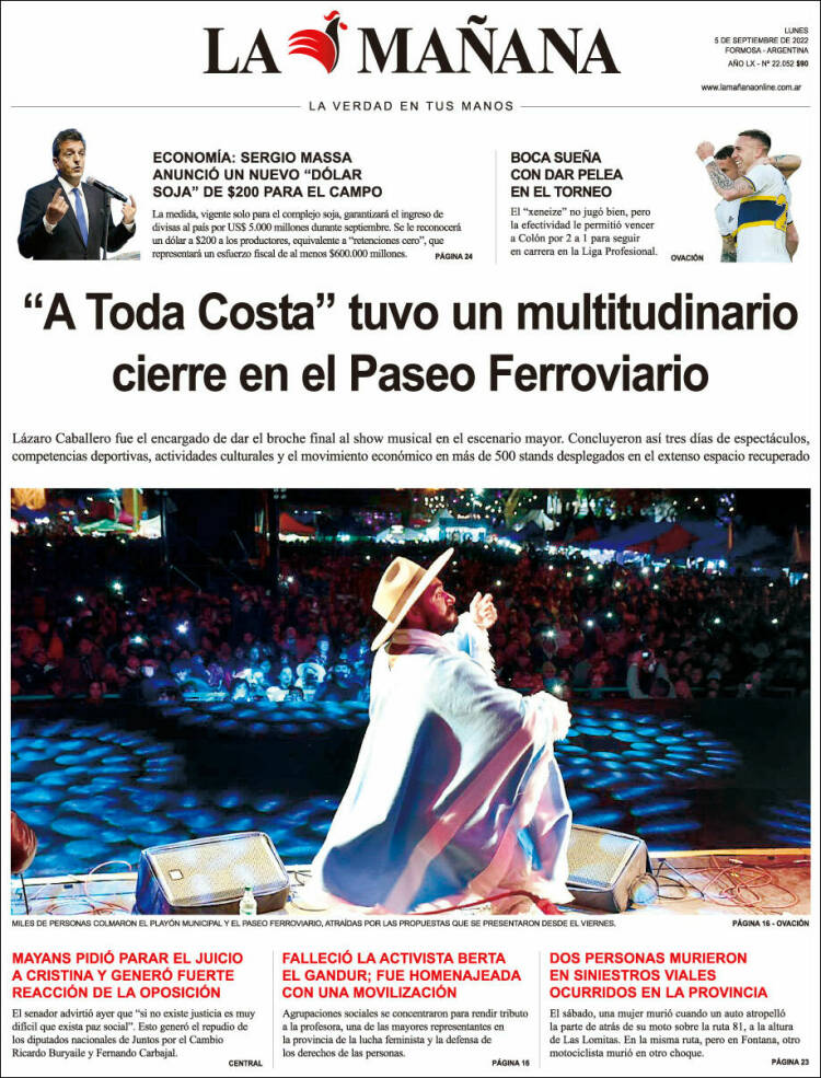 Portada de Diario La Mañana (Argentina)